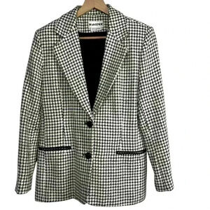 Joan Leslie Vintage Black and White Houndstooth Pattern Blazer Jacket | Size 8